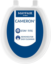Cameron White Toilet Seat, Heavy Duty Wood, Easy Clean, Made in USA, Round