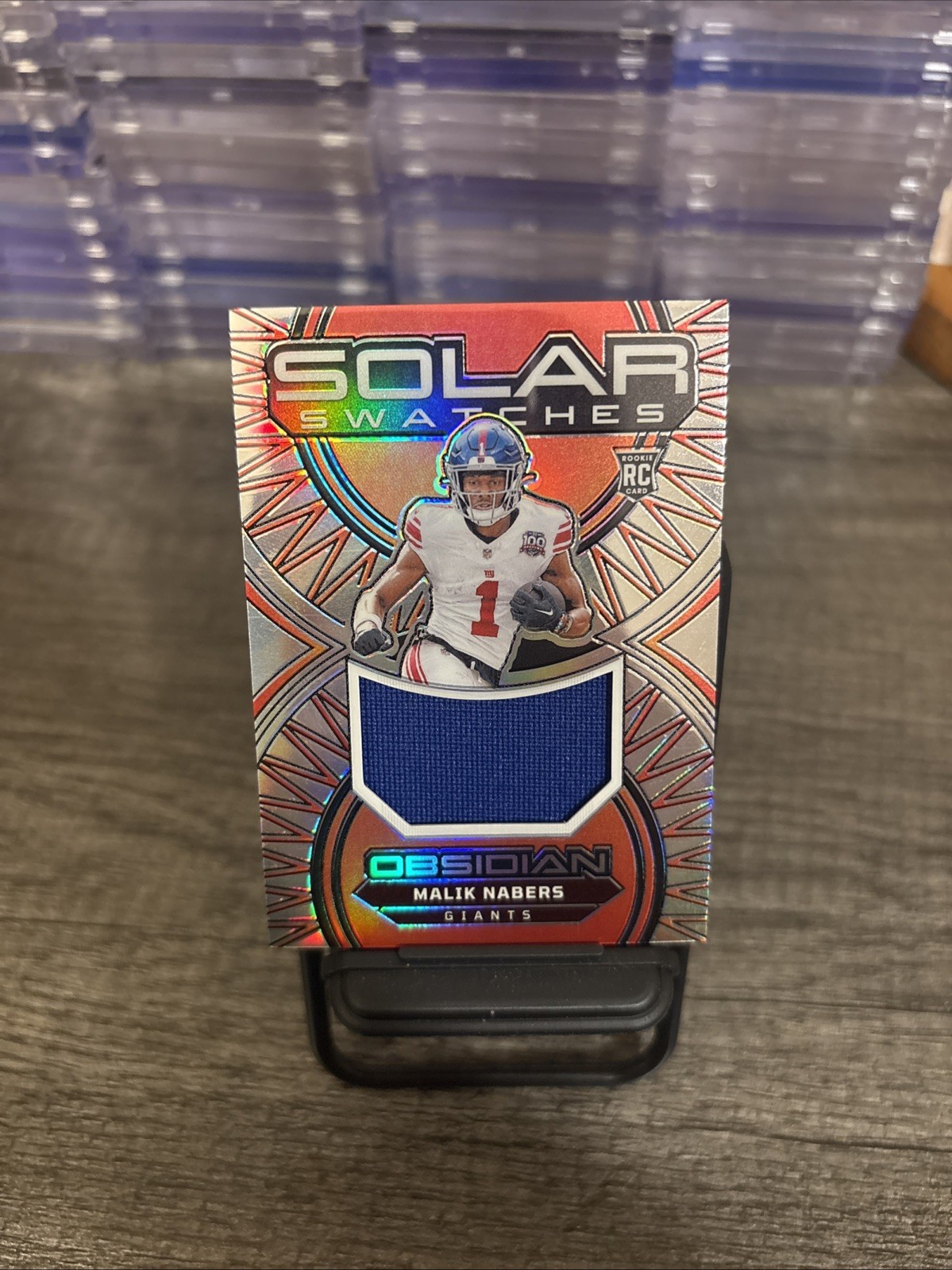 Malik Nabers Panini Obsidian Solar Swatches #SSMNS Silver