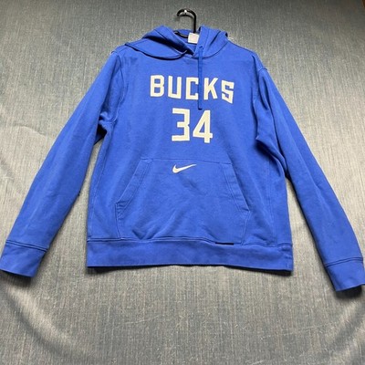 Nike Mens Bucks Antetokounmpo34 Hoodie SizeM Blue Sweatshirt Pullover Basketball