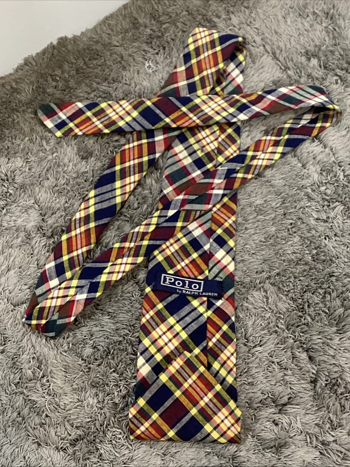 CORBATA POLO DE RALPH LAUREN (Corbata de picnic azul, blanco, amarillo, verde y rojo.). Foto 4 de 4