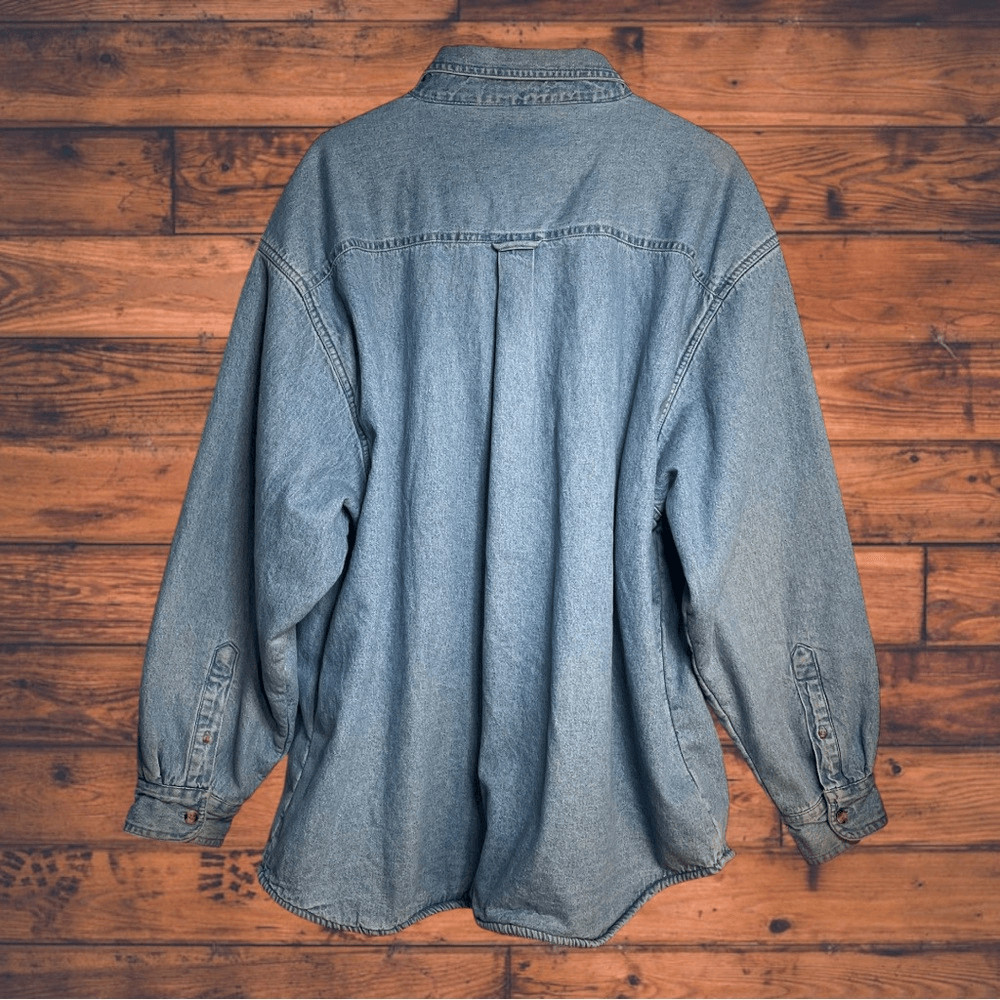 Herringbone Denim Button Front Shacket Shirt Jack… - image 2