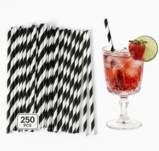 250 Count Black and White Cocktail Short Straws - 5.5 Inch Disposable Coffee