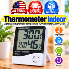 Thermometer Indoor Digital LCD Hygrometer Temperature Humidity Meter Alarm Clock