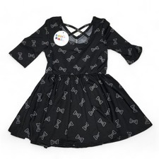 Dot Dot Smile BALLERINA Dress Girls Size 2T Black w / White Bow Ties Print NWT