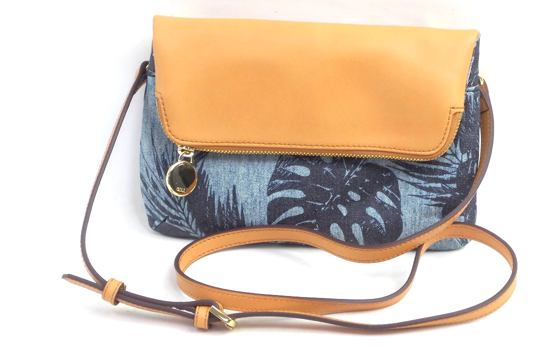 Холщовая сумка G.I.L.I. 2-в-1 через плечо с кожаной отделкой, Джинсовая ладонь