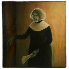 FREDERICK SPRAGUE Original Vintage Signed Halloween Lady Portrait Oil Painting