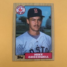 Mike Greenwell SIGNED RC rookie card, 1987 Topps #259, Boston Red Sox, AUTOGRAPH