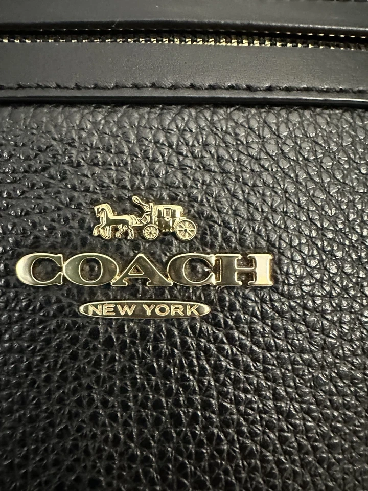 COACH Mae File F34823 Black Pebbled Leather Crossbody Bag Top Zip Closure VTG - Image 3 of 4