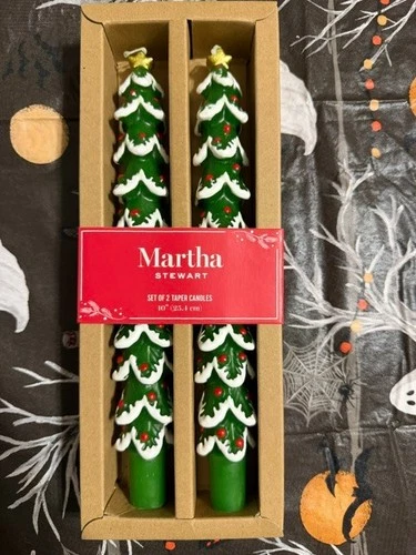 Martha Stewart 10" Christmas Tree Taper Candles Set of 2 New - product listing photo