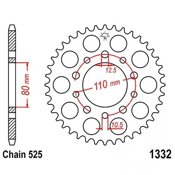 Kettenrad Teilung 525 ZäHne 42 Stahl Kettenrad Hinten JTR1332.42-image