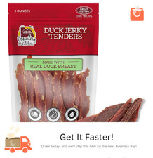 3 oz Duck Jerky Tender Dog Treats, High Protein, Low Fat, No Artificial Colors