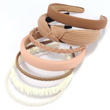 7 Pcs Different Headbands for Women Fashion Brown Knotted Solid Head Bands Pe...