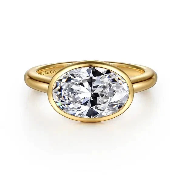 3.10 Ct Moissanite Oval Cut Bezel Setting Solitaire Wedding Engagement Ring