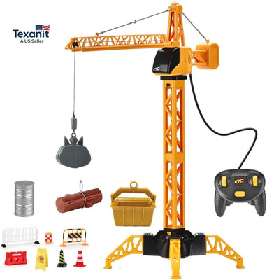 28-Inch RC Construction Tower Crane Toy for Kids, 4 Channel Remote Control Crane