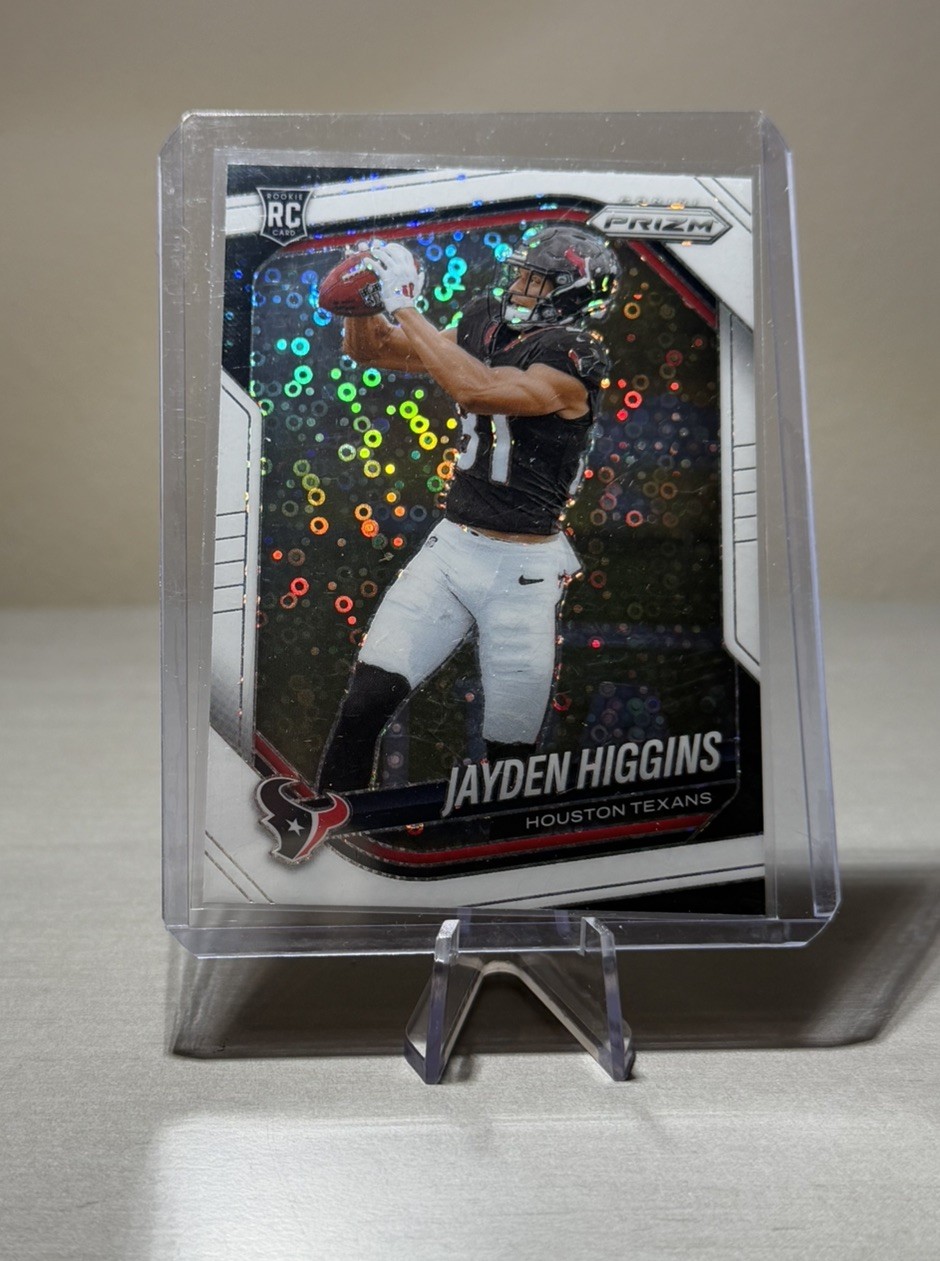 2025 Panini Prizm Football Jayden Higgins (RC) White Disco #376 Houston Texans