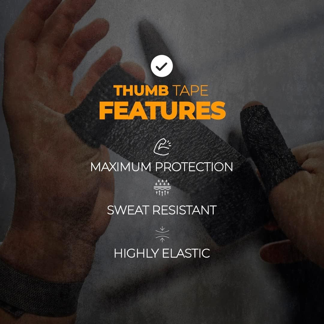 WOD ST-CEAB Weightlifting Thumb Tape, Black – 1.5 Inch Wide (Pack of 3) Latex-Fr