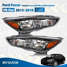 For 2015-2018 Ford Focus Halogen Headlight W Bulb Wo Led Drl Black Left Right For 2015-2018 Ford Focus Halogen Headlight W Bulb Wo Led Drl Black Left Right