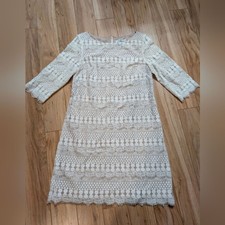 J Howard White Lace Shift Dress Size 14 Geometric Bridal Shower Boho