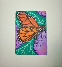 ACEO Monarch Butterfly Acrylic Painting on Paper, Original Art