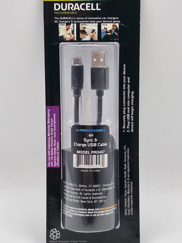 Duracell 6ft Micro USB Charger for Blackberry, Droid, Kindle, LG, Nokia, Nook - Image 4 of 4