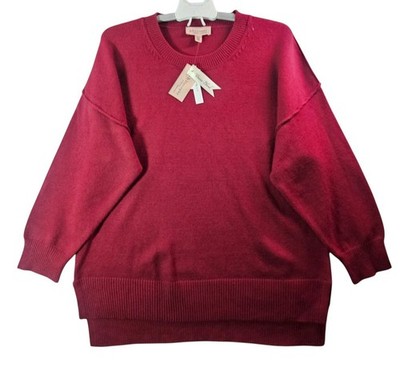 NWT Philosophy Sweater Women 1x Crew Neck  Knit Maroon Cabernet Viscose Blend