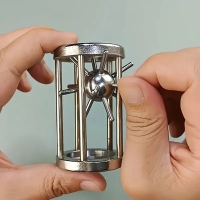 Edelstahlkäfig Puzzle Knobelspiel Spielzeug Metall IQ Spiel Party Geschenk Erwachsene