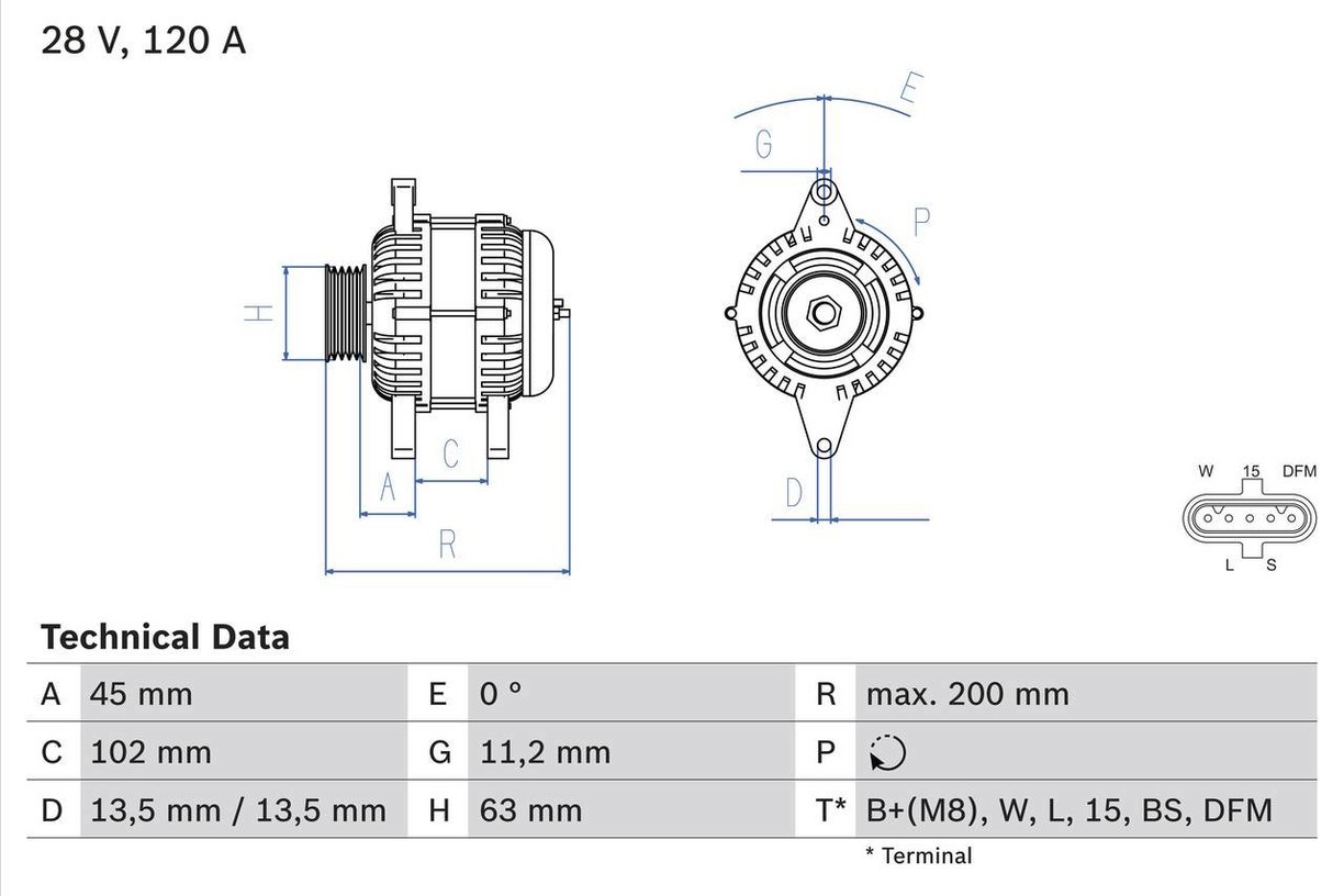 BOSCH Alternator For VOLVO 7700 9700 9900 B11r B 11 B13 9 Fh 03- 0986081010