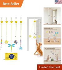 Interactive Cat Feather Toys 5 Pcs, Cat Teaser Retractable Hanging Indoor Kit...