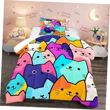 Cat Comforter Set - Size Comforters Set for Girls Cat Kids Twin Comforter-01-40