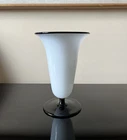 Vintage Glass Vase Black White Two-Tone Art Deco Polished Pontil Steuben Durand