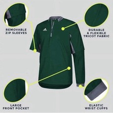 BASEBALL adidas Mens ClimaLite Fielders Choice Convertible 1/4-Zip Large