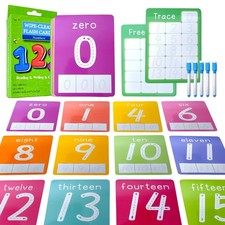 Number Flash Cards for Toddlers with 5 Dry Erase Pens, Numbers 0-25/30-100 Pr...