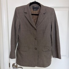 Y2K Liz Claiborne Collection Petite Brown WoolBlend 3 Button Blazer Size 6P