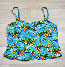 Y2K Kathy Ireland Tankini Top Swimsuit Tropical Beach Vacation Palm Tree 8 VTG