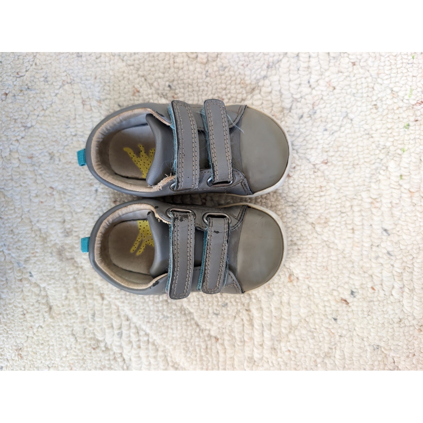 Kids Ten Little Gray Everyday Original Sneakers Size 7 Good Hook and Loop Strap