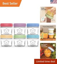 6-Pack of 4oz BPA-Free Glass Baby Food Containers - Airtight, Leak-Proof Du...