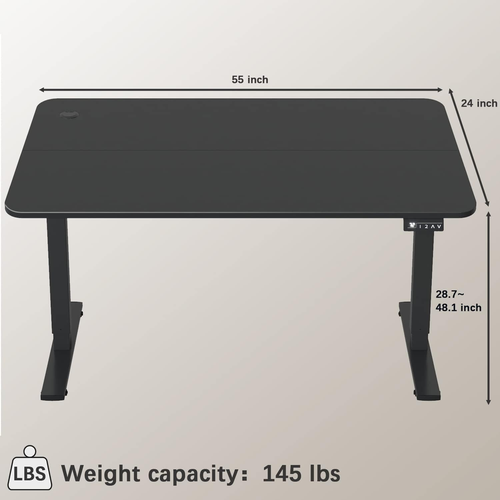 Electric Height Adjustable Standing Desk Large 55 X 24 Inches Sit Stand up Desk - Picture 8 of 12