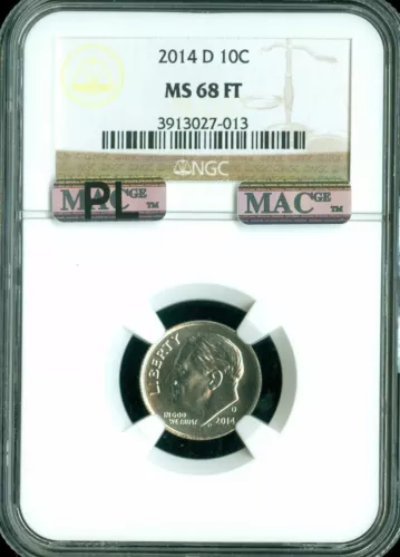 2014 D ROOSEVELT DIME NGC MS68 FT MAC PL PQ MAC FINEST GRADED  SPOTLESS *