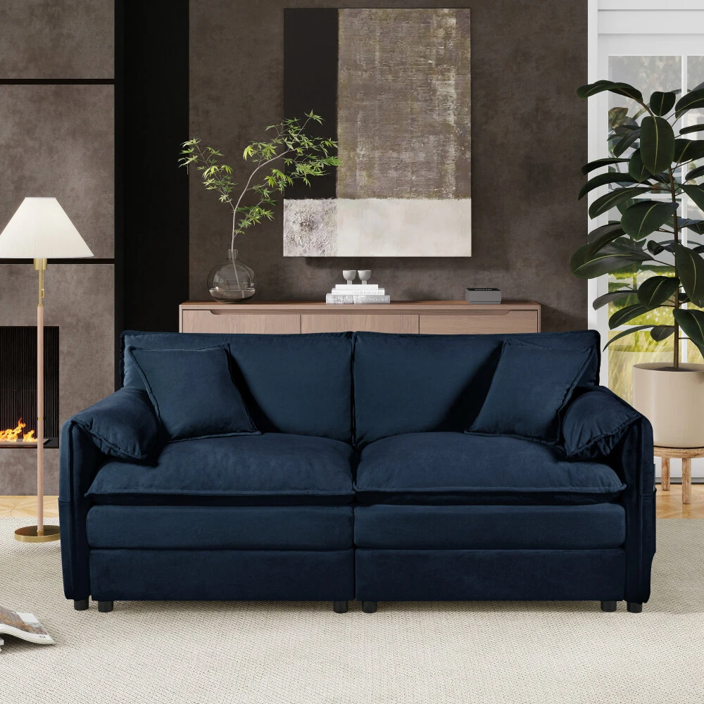 Chenille Loveseat Sofa,2-Seater Cloud Couch, Modern Comfy Deep Seat Love Seat