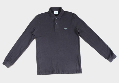 Men's/teenage Genuine LACOSTE Sport Black Long Sleeve Polo Shirt Size S/XS Slim