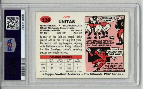 Topps Archives 1957 1994 reimpresión #138 Johnny Unitas Card Colts PSA 10 Low Pop 6 - Imagen 2 de 2