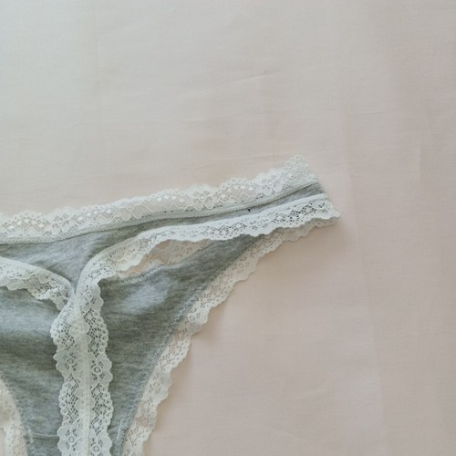 NWT JENNI Thong SIZE M Solid Gray w/ Lace Trim Cotton Blend - Picture 8 of 8