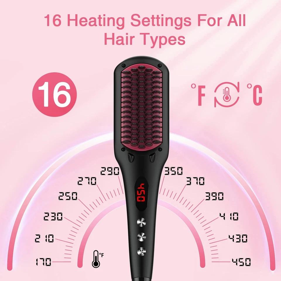 MiroPure Hair Straightening Brush 2-in-1 Ionic Hot Comb with Anti-Scald Feature - Image 3 of 4