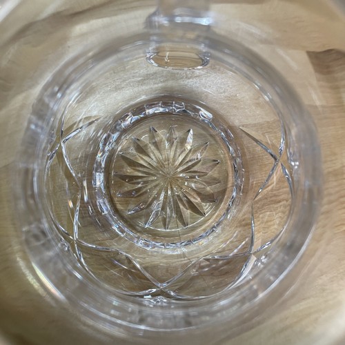 Decorative Cut Clear Glass Squat Jug Small Pitcher 7” X Fern Pattern Large Vase - Picture 9 of 12