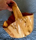 Beautifully Carved Vintage Burl Wood Tree Root Bowl Basket With Handle - Rustic