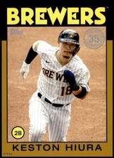 Keston Hiura 2021 Topps 5x7 1986 Baseball 35th Anniversary Gold #86B-31 /10 Brew