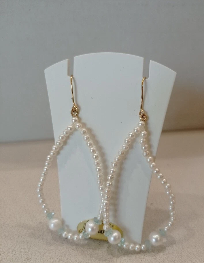 2 Paia Orecchini Pendenti A Goccia In Perla E Lega - Set Orecchini Classici Donna Oro E Argento 35x10mm