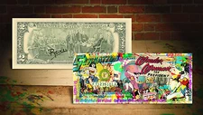 WONDER WOMAN For President Genuine $2 Bill HAND-SIGNED by Rency ART Banksy
