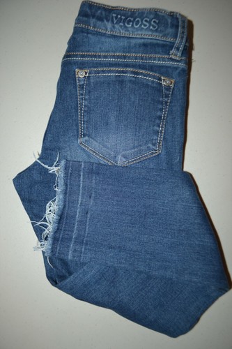Vigoss Girls The Jagger Ankle Skinny Embroidered Bird Flower Blue Jeans Sz 8
