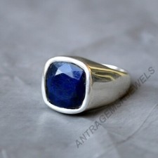 Raw Blue Sapphire Gemstone 925 Sterling Silver Artisan Gift Ring